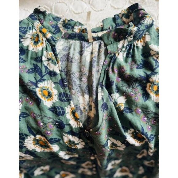 Free People Green Floral Flowy Boho Wings Long-Sleeves Tunic Top Mini Dress XS - Picture 6 of 10